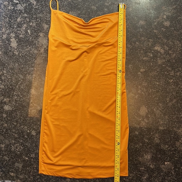 Revamped - Orange Fitted Satin Mini Dress - Picture 4 of 5